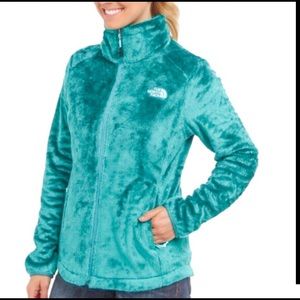 Teal Fuzzy Fleece North Face Jacket